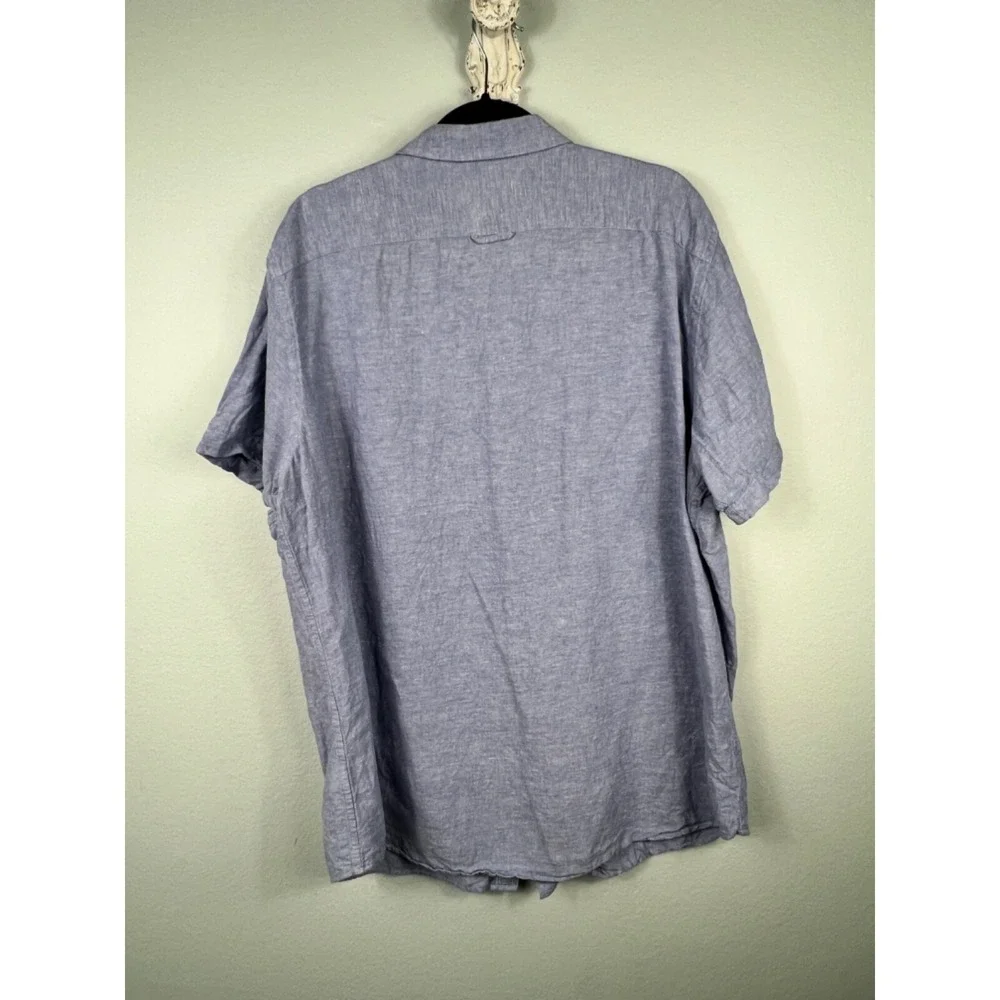 Banana Republic Men's Linen Standard Fit Shirt in Comet‎ Blue Size XL Coastal